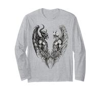 Heaven And Hell Demon Angel Skull Gothic Tattoo Maglia a Manica