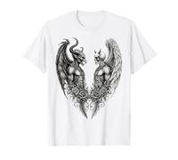 Heaven And Hell Demon Angel Skull Gothic Tattoo Maglietta