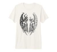 Heaven And Hell Demon Angel Skull Gothic Tattoo Maglietta Premium