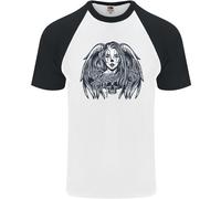 Heaven & Hell Angel Teschio Giorno Dei Morti DA UOMO S/S Baseball T-Shirt