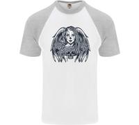 Heaven & Hell Angel Teschio Giorno Dei Morti DA UOMO S/S Baseball T-Shirt
