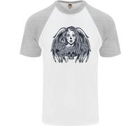 Heaven & Hell Angel Teschio Giorno Dei Morti DA UOMO S/S Baseball T-Shirt