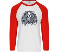 Heaven & Hell Angel Teschio Giorno Dei Morti Uomo L/S Baseball T-Shirt