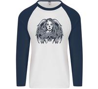 Heaven & Hell Angel Teschio Giorno Dei Morti Uomo L/S Baseball T-Shirt