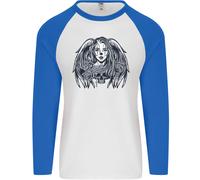 Heaven & Hell Angel Teschio Giorno Dei Morti Uomo L/S Baseball T-Shirt