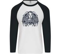 Heaven & Hell Angel Teschio Giorno Dei Morti Uomo L/S Baseball T-Shirt