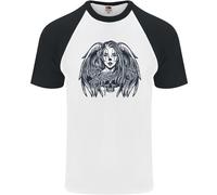 Heaven & Hell Angel Teschio Giorno Dei Morti Uomo S/S Baseball T-Shirt