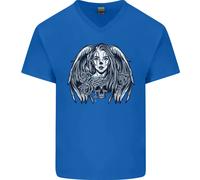 Heaven & Hell Angel Teschio Giorno Dei Morti Uomo Scollo A V Cotone T-Shirt