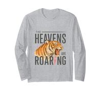 Heaven Roars Tiger Lightning Watercolor Graphic Maglia a Manica