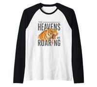 Heaven Roars Tiger Lightning Watercolor Graphic Maglia con Maniche Raglan