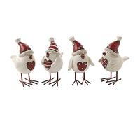 Heaven Sends - Decorazione natalizia in resina con uccellino e cappello a forma di pettirosso e bianco, stile shabby chic (4)