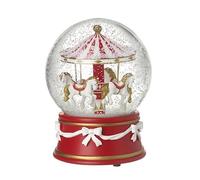 Heaven Sends Palla di neve rotonda Merry Go musicale rosso e bianco