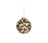 Heaven Sends Pallina per albero di Natale in vetro con stampa leopardata dorata e spago dorato