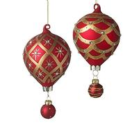 Heaven Sends Set di 2 palline decorative per albero di Natale, a forma di mongolfiera, colore: rosso e oro