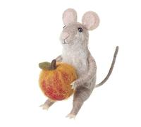 Heaven Sends Topolino seduto in feltro con decorazione a zucca grigio/arancione - 10 cm x 10 cm x 6 cm - decorazione autunnale a tema topolino decorazione autunnale zucca perfetta per casa, cucina,