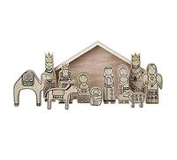 Heaven Sends Tradizionale set presepe figure in legno in scatola di legno stabile