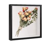 heavenlife Cornice 3D Profonda per Oggetti, 3D Ombra Profonda Box, Cornice Portafoto 3D con Foglio Acrilico Trasparente, Cornice Contenitore per Medaglia Souvenir Regali Fiore (Nero 22x22cm)
