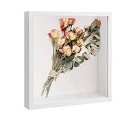 heavenlife Cornice 3D Profonda per Oggetti, 3D Ombra Profonda Box, Cornice Portafoto 3D con Foglio Acrilico Trasparente, Cornice Contenitore per Medaglia Souvenir Regali Fiore (Bianco 22x22cm)