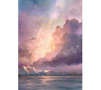 Heavenly Sun Rays Serene Sky watercolour 2 - Graph Journal - A4 0.5 cm (0.196 inch) Diced Paper, 120 Pages: Peaceful Writing notebook for Reflection, Inspiration, Gratitude, and Everyday Notes