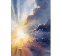Heavenly Sun Rays Serene Sky watercolour 7 - Graph Journal - A4 0.5 cm (0.196 inch) Diced Paper, 120 Pages: Peaceful Writing notebook for Reflection, Inspiration, Gratitude, and Everyday Notes