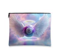 Heavenly - Trousse da viaggio con 8 palline, con ali d'angelo, da donna, portatile, in tela, con cerniera, regalo ideale per festival e occasioni, Multicolore, 7x9 Inch, Palla 8