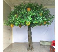 Heavy Base Tropical Decor Tree, Artificial Jackfruit Fake Fruit Dense Foliage Freestanding for Food Court Window Display(4M)