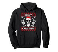 Heavy Christmas Teschio con Cappello di Natale Ugly Design Felpa con Cappuccio