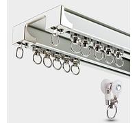Heavy Du 2,4 m doppio binario montaggio a soffitto in lega di alluminio divisorio per soggiorno e camera da letto bianco facile a risparmio di spazio ideale per mod...