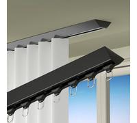 Heavy-Du - Binario in alluminio da 4,8 m con rulli silenziosi, binario autoadesivo per montaggio a soffitto, senza trapano, colore: nero, perfetto per la decorazione di casa e ufficio