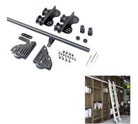 Heavy Du Rolling - Kit hardware a scala scorrevole regolabile da 1 m a 6 m (senza scala) - guide scorrevoli nere per uso domestico e bibliotecario