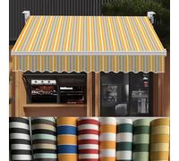 Heavy Duty 280GSM Retractable Patio Awning Shade Fabric Replacement Fits 10'16' Frame Ideal for Patios Balconies StorefrontsStriped Design (16x4.9ft)