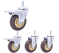 Heavy Duty 3" M12 Thread Swivel Caster Wheels with Rubber Silent Design 480Kg Capacity Ideal for Furniture Industrial Transport Cart Trolley And Hospital Use Set of 4(Grey-4Inch M12 2Brake+2Swivel)