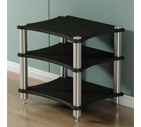 Heavy Duty 3 Tier Audio Rack - Torre AV regolabile supporto multimediale per giradischi e ricevitori - display stereo perfetto per home theater e studio - elegante finitura nero scuro (60 x 48)