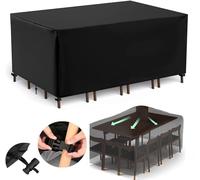 Heavy Duty 600D Oxford Fabric Outdoor Furniture Covers 190x70x85cm UV & Tear Resistant Waterproof Patio Table Cover for Garden Table & Chairs Square/Rettangolare Shape
