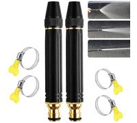 Heavy Duty Adjustable Twist Hose Nozzle Jet Sweeper Nozzle, Adjustable Nozzle Jet Sweeper, Metal Outdoor Watering Attachment for Driveway, Car, Garden Cleaning (2Set)