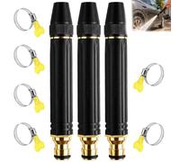 Heavy Duty Adjustable Twist Hose Nozzle Jet Sweeper Nozzle, Adjustable Nozzle Jet Sweeper, Metal Outdoor Watering Attachment for Driveway, Car, Garden Cleaning (3Set)