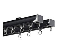 Heavy Duty Aluminum Ceiling Curtain Track System 1 4m Double Curtain Rails Colorful Sliders for Room Partitions Wall/Ceiling Mount Black 250 cm (8,2 ft)