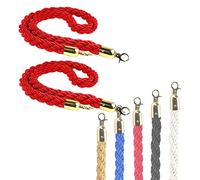 Heavy-Duty Barrier Ropes Crowd Control,Multi-Color Optional Stanchion Hemp Rope, Queue Barrier Twisted Rope for Hotel Celebration(Red,2.5m/8.2ft/98.4inch)