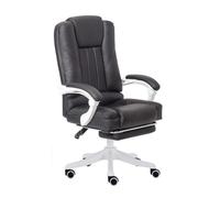Heavy Duty Black Leather Ergonomic Office Chair with Footrest Modern Luxury Swivel Computer Gaming Desk Chair Comfortable Adjustable Seat for Home Use