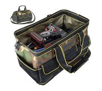 Heavy Duty Canvas Tool Bag - 24oz Thickened Contractor-Grade Electrician Tool Tote. Multi-Functional Repair & Installation Bag With Reinforced Base, Multiple Pockets, Padded Handle. Job-Site Portable.