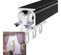 Heavy Duty Curtain Track Ceiling Wall Mount Curtain Track Rail Binario per Tende in Alluminio con Puleggia per Tende Binari per Tende Indoor Outdoor Facile da Installare, Black, 80cm