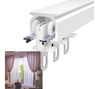 Heavy Duty Curtain Track Ceiling Wall Mount Curtain Track Rail Binario per Tende in Alluminio con Puleggia per Tende Binari per Tende Indoor Outdoor Facile da Installare, White, 70cm