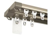 Heavy Duty Curtain Track System - Bastone per tenda ultra sottile in alluminio con guide per tende scorrevoli, ideale per camper/docce, 233,7 cm, color caffè