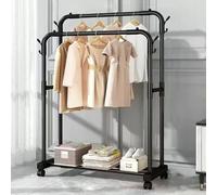 Heavy Duty Doppio Rod Abbigliamento Rack Appendiabiti in Metallo per Abbigliamento & Borse Display Robusto Alta Capacità 141 × 80 55 × 31 in Perchero Burro per stoccaggio nizzato