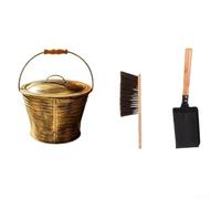 Heavy Duty ferro camino kit di pulizia secchio pala (set da 3 pezzi) | Set di 3 pezzi in ferro, secchio con spazzola per pala, rimozione cenere, sicurezza antincendio, costruzione