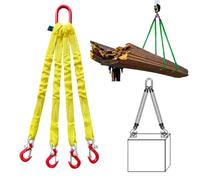 Heavy Duty Four Leg Bridle Web Sling, Max Load Capacity 22046LBS 10T, Lifting Slings Straps with Alloy Steel Hooks Web Slings, Polyester Bridle Sling for Handling of Cargo(2m)