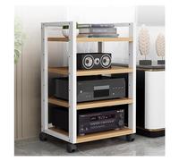 Heavy Duty HiFi Audio Video Rack con Ruote - Mobile multimediale regolabile per soggiorno / uso domestico - Elegante supporto stereo da pavimento in finitura bianca