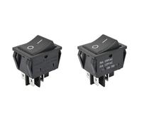 Heavy Duty KCD4-201 Rocker Switch No Light 30A 250VAC ON OFF DPDT Double Pole Single Throw Green Yellow Black 1Pcs(Black Actuator,30A 250VAC)