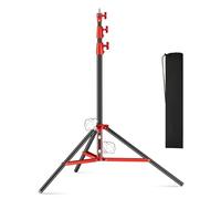 Heavy Duty Light Stand 280 cm Tutto Metallo Treppiede Stand Carico massimo: 10 kg di pressione dell'aria Buffer Fotografia Light Stand con 1/4 "a 3/8" vite adattatore per strobo, anello luce