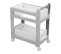 Heavy Duty Plastic Utility Cart 11x18.9x23.23in 2 Tier/3 Tier Rolling Storage Cart with Sliding Drawers and Full Swivel Wheels Mobile Utility Organizer for Kitchen Bathroom Bedroom (2 Layers)